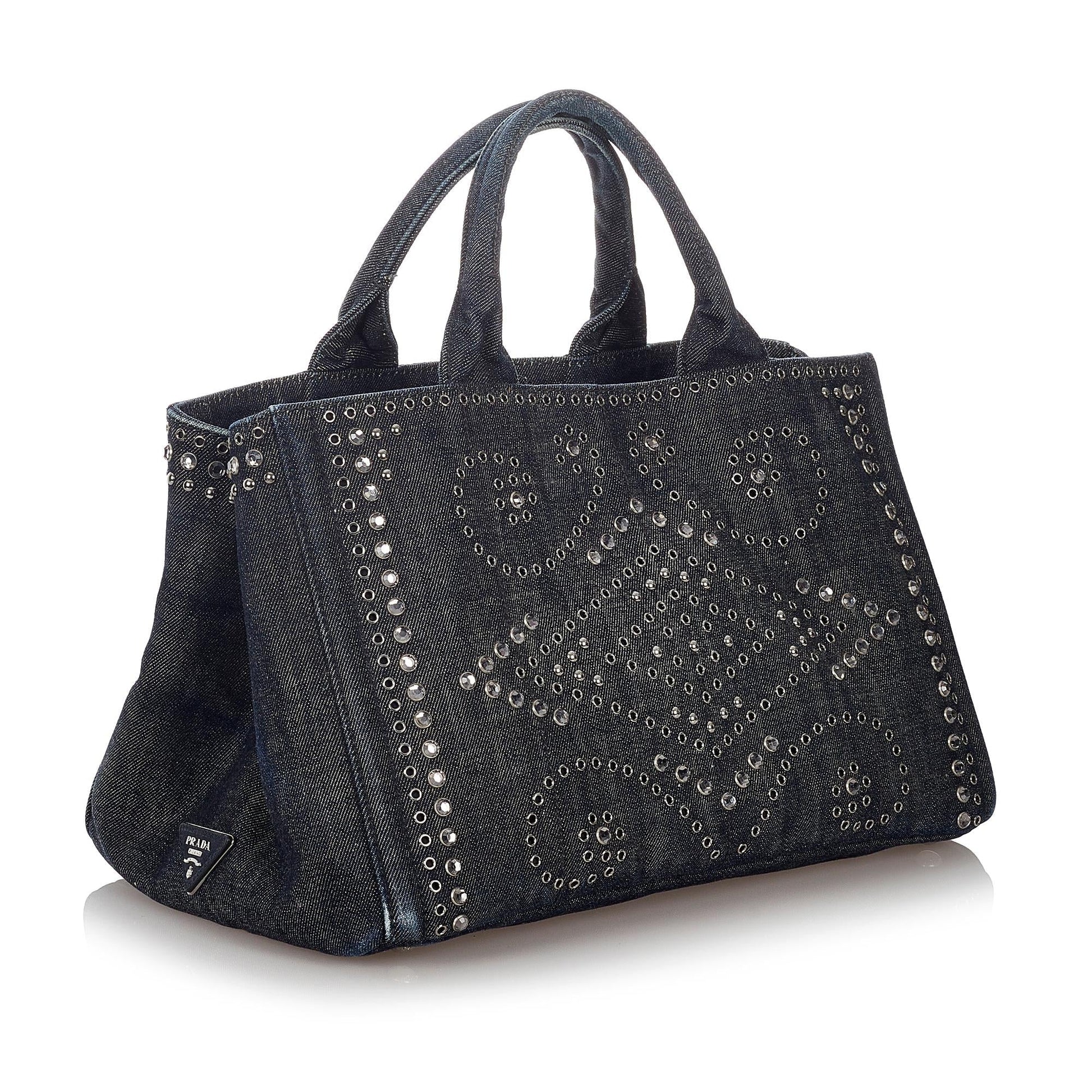 Prada Canapa Studded Tote Handbag - Ewore Bags