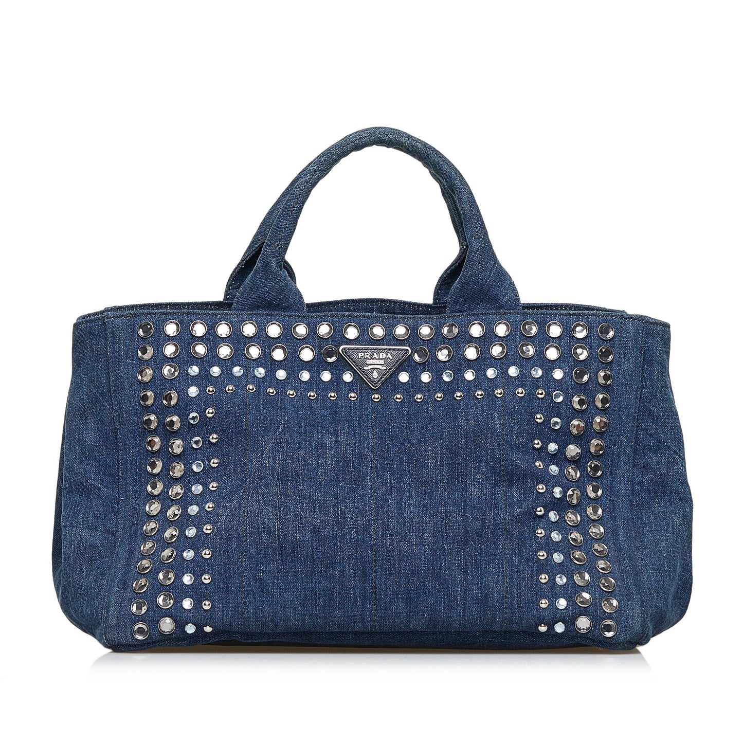 Prada Canapa Studded Satchel (SHG-S47ywB)