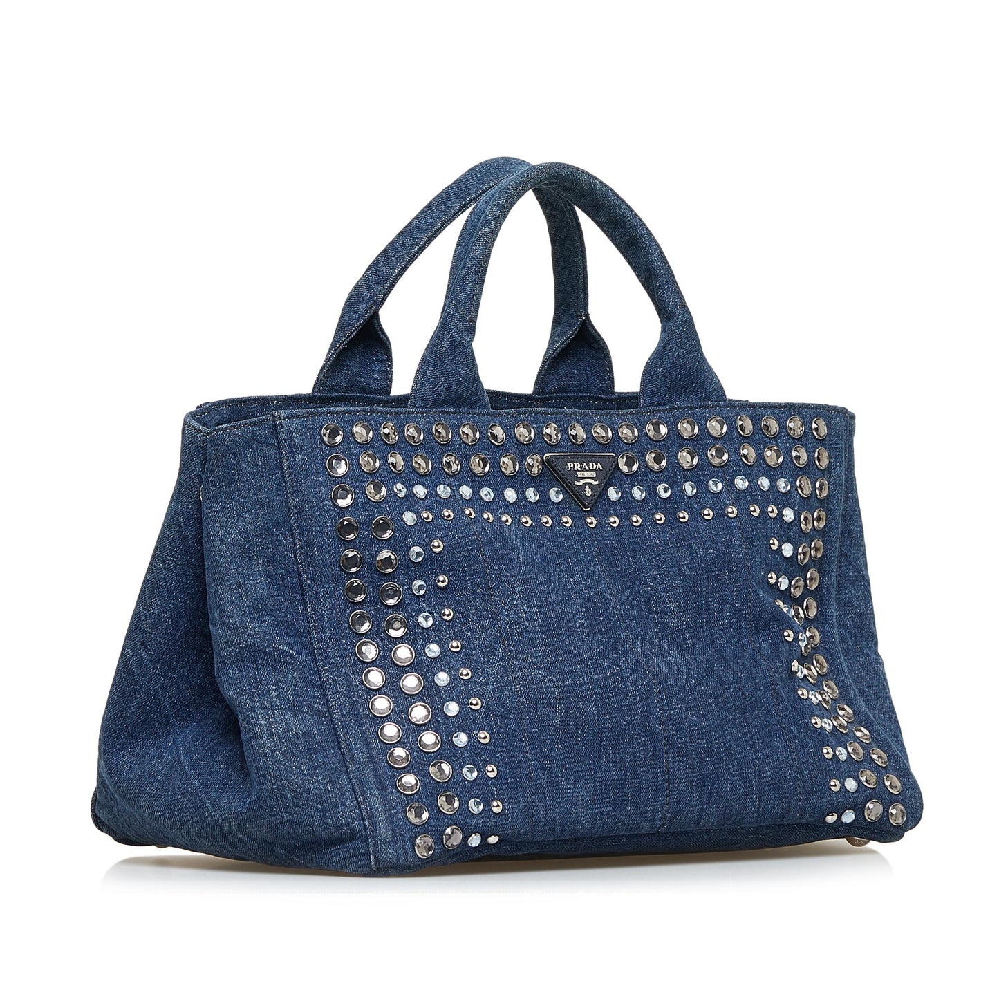 Prada Canapa Studded Satchel (SHG-S47ywB)