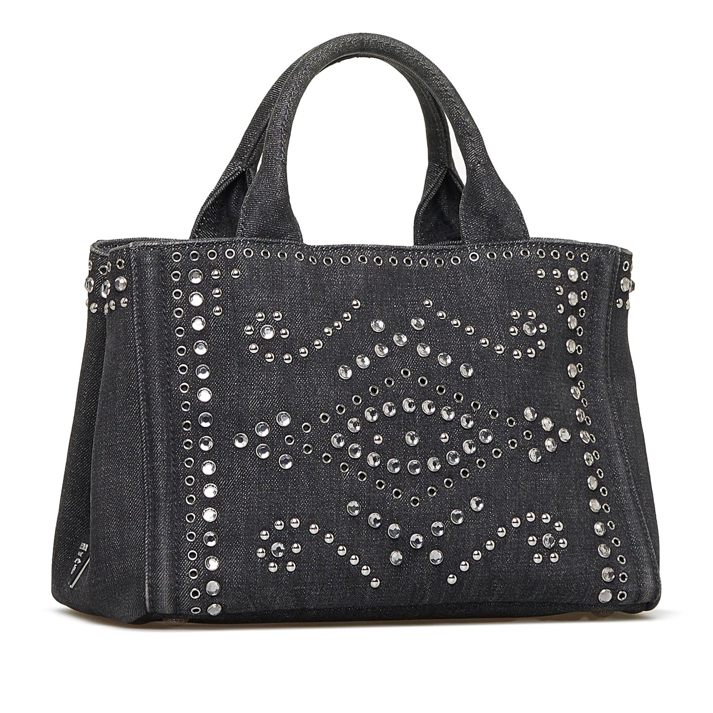 Prada Canapa Studded Satchel (SHG-Gz9UyX)