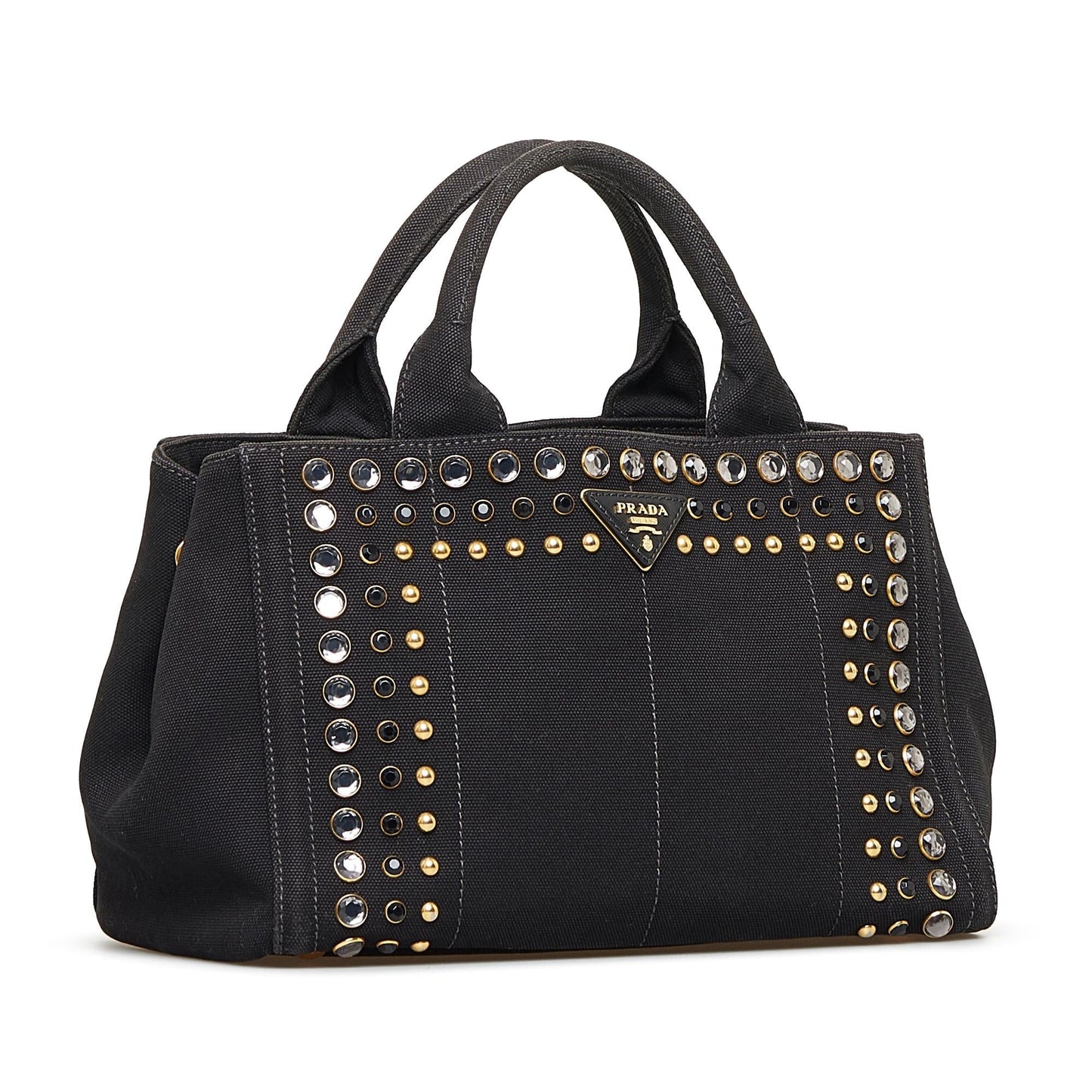 Prada Canapa Studded Satchel (SHG-qMj9jp)
