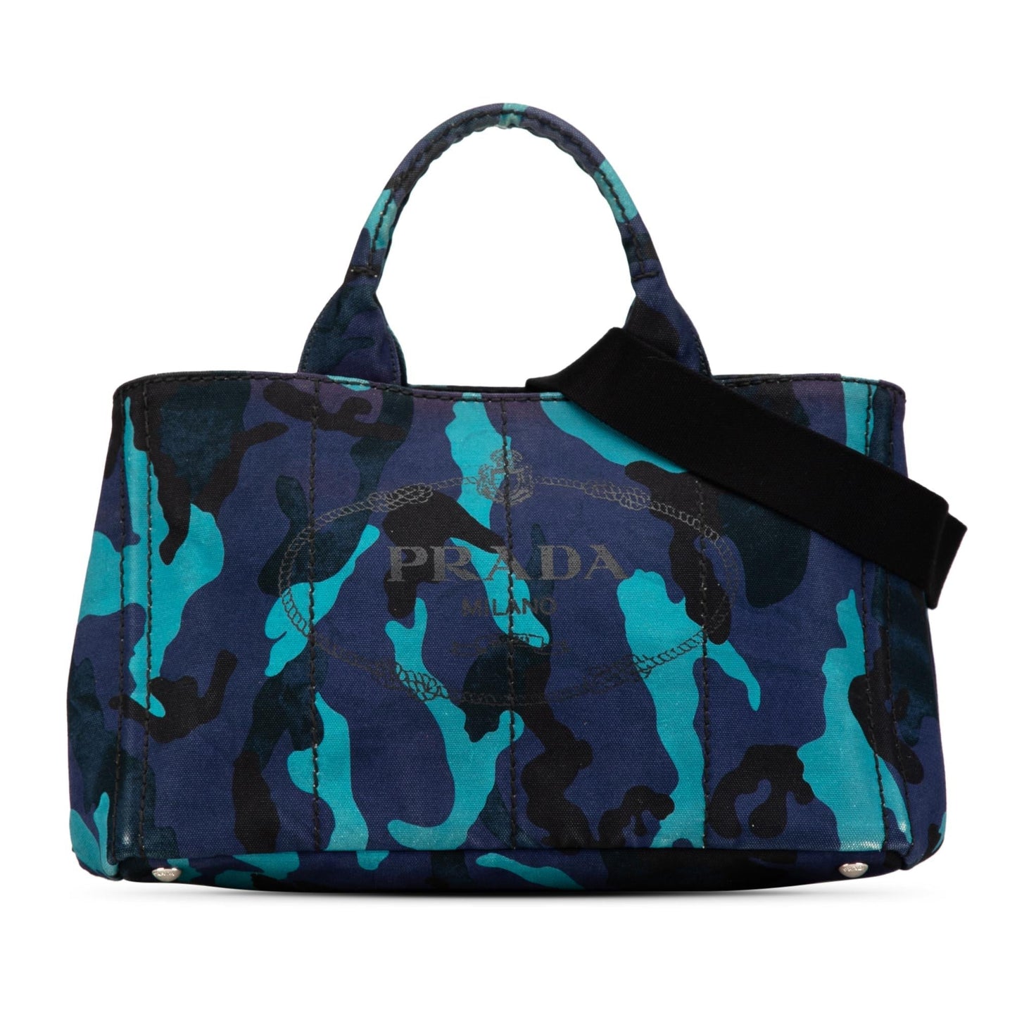 Prada Canvas Camouflage Canapa Logo Satchel