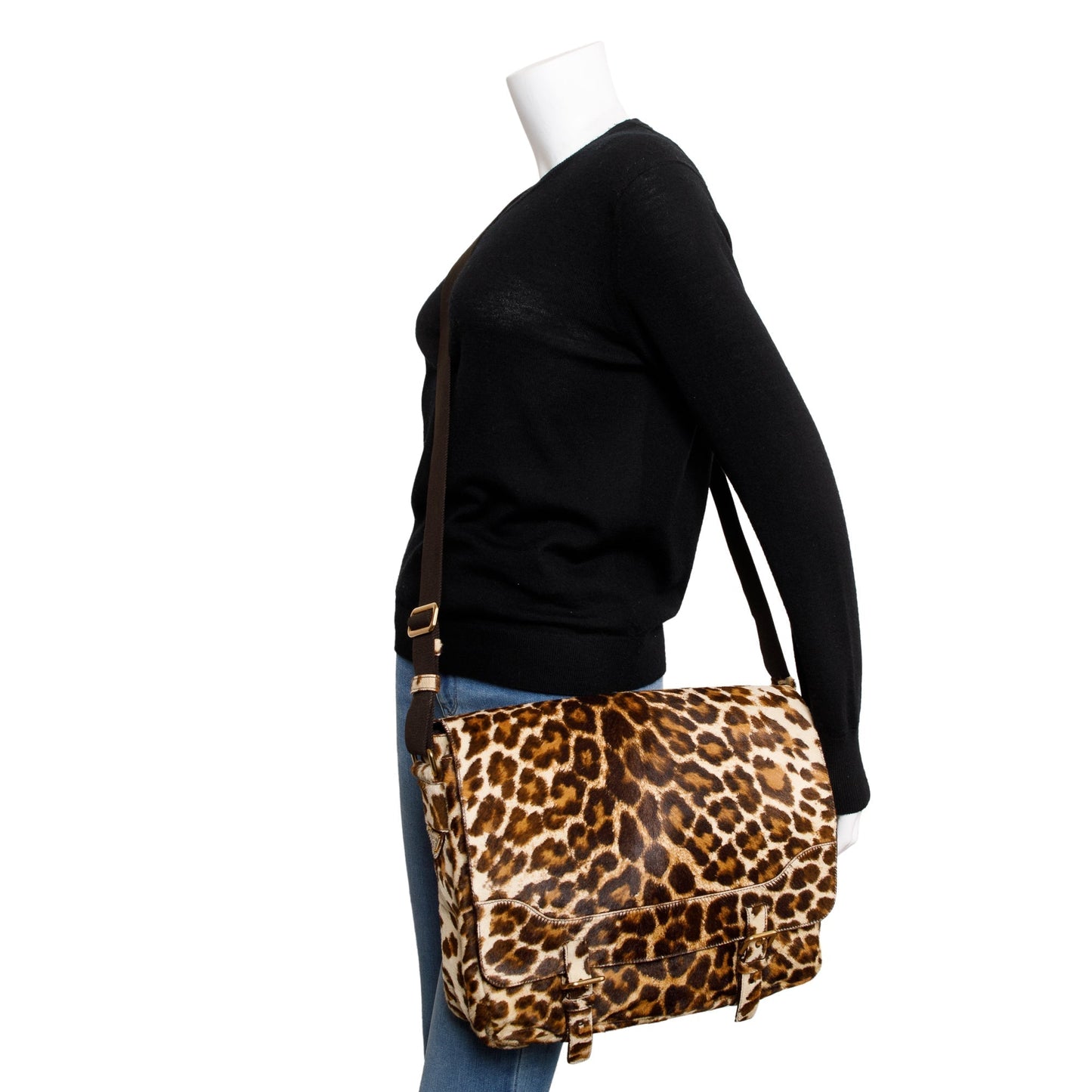 Prada Cavallino Leopard Print Messenger Bag