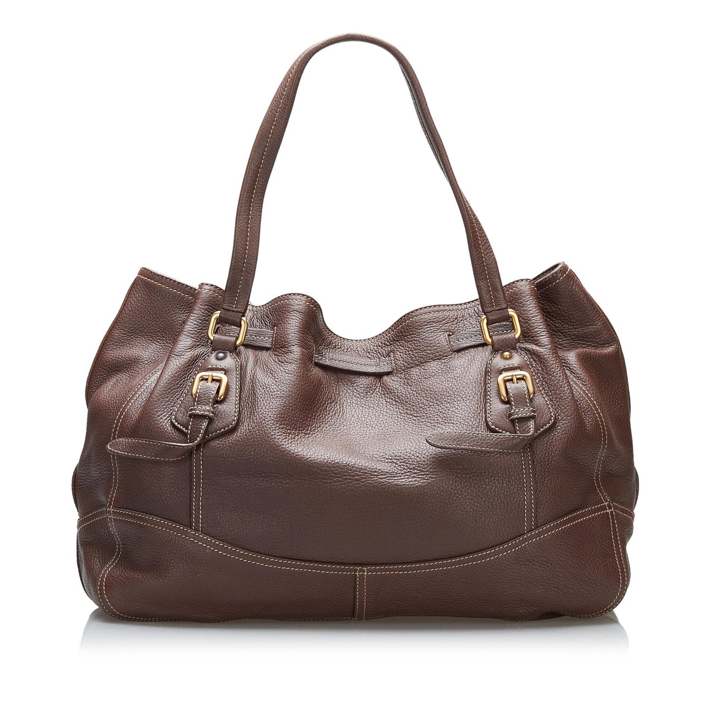 Prada Cervo Drawstring Leather Tote (SHG-37104)