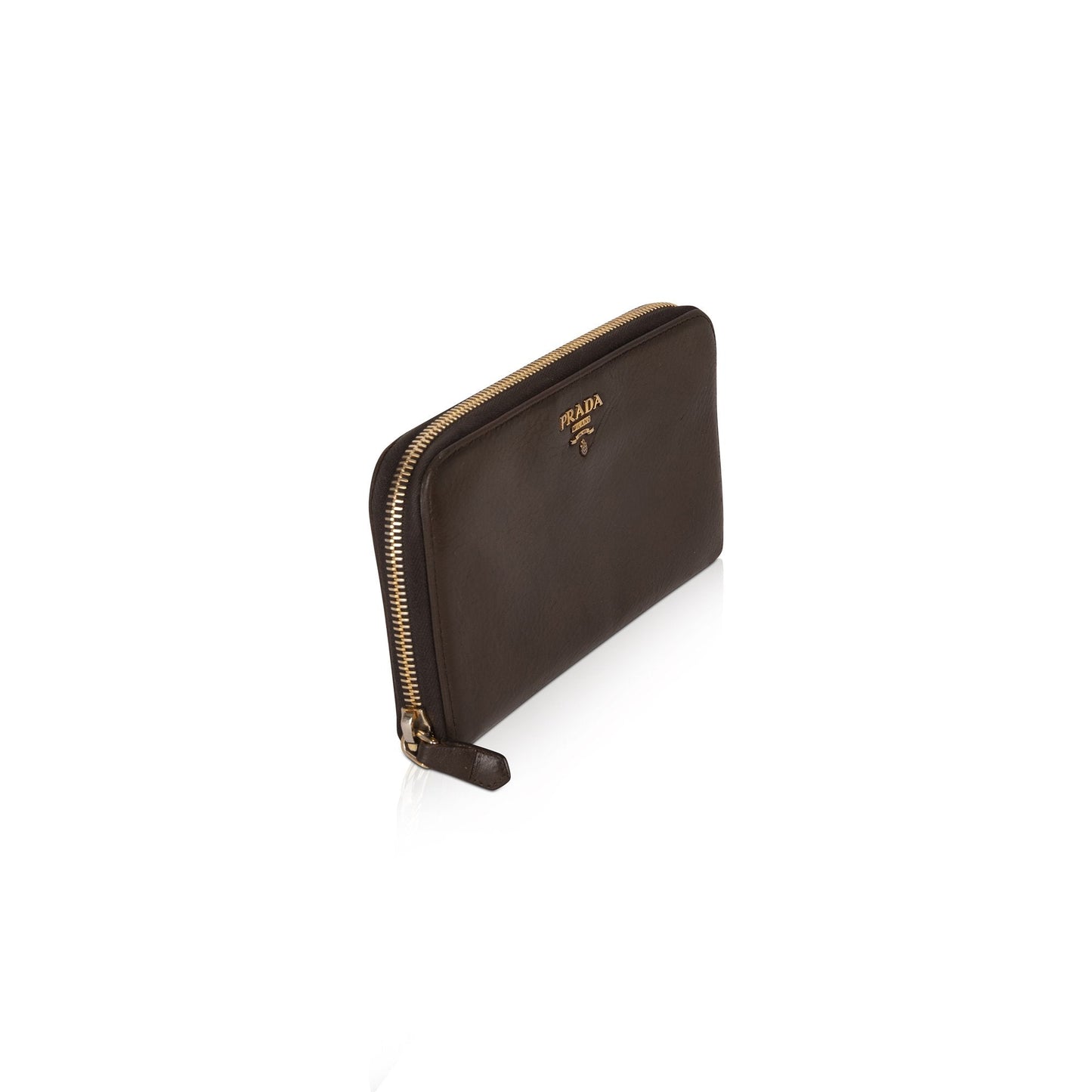 Prada Cervo Leather Continental Zip Wallet