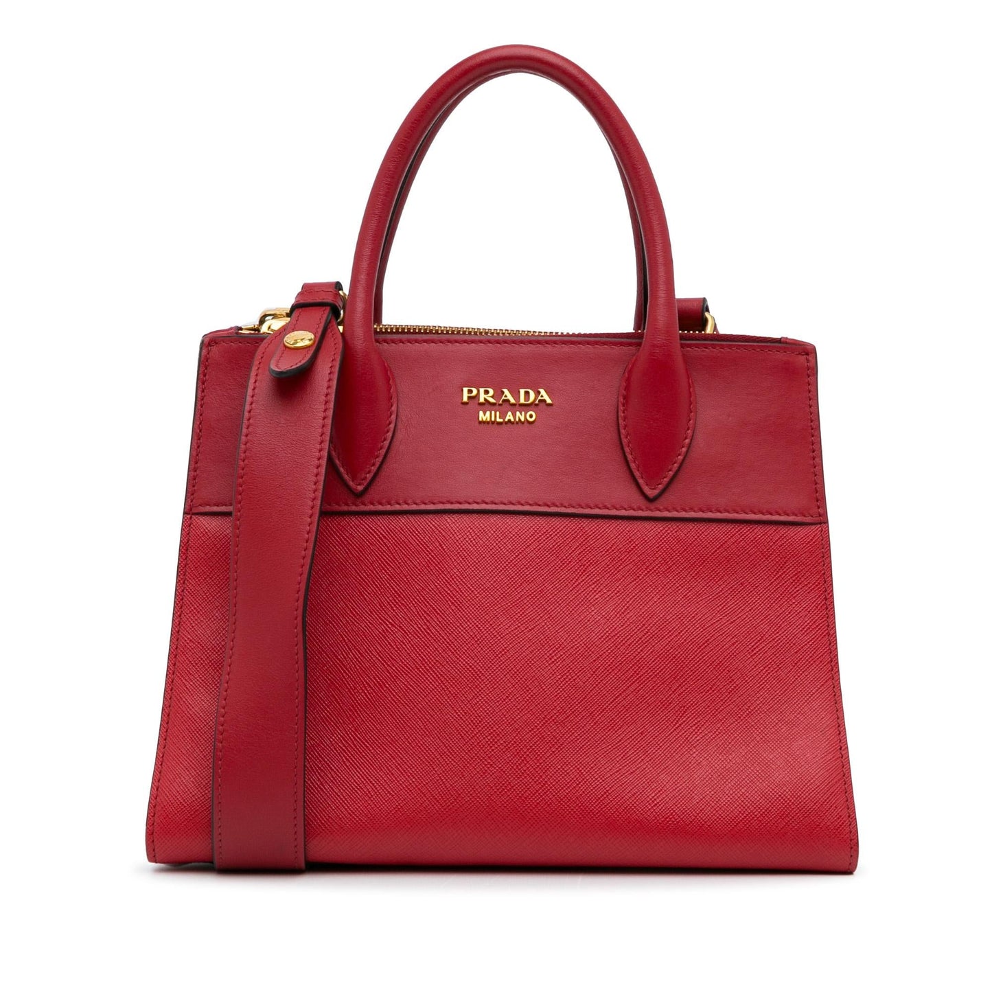 Prada City Calf Greca Saffiano Paradigme Satchel (SHG-g4US7N)