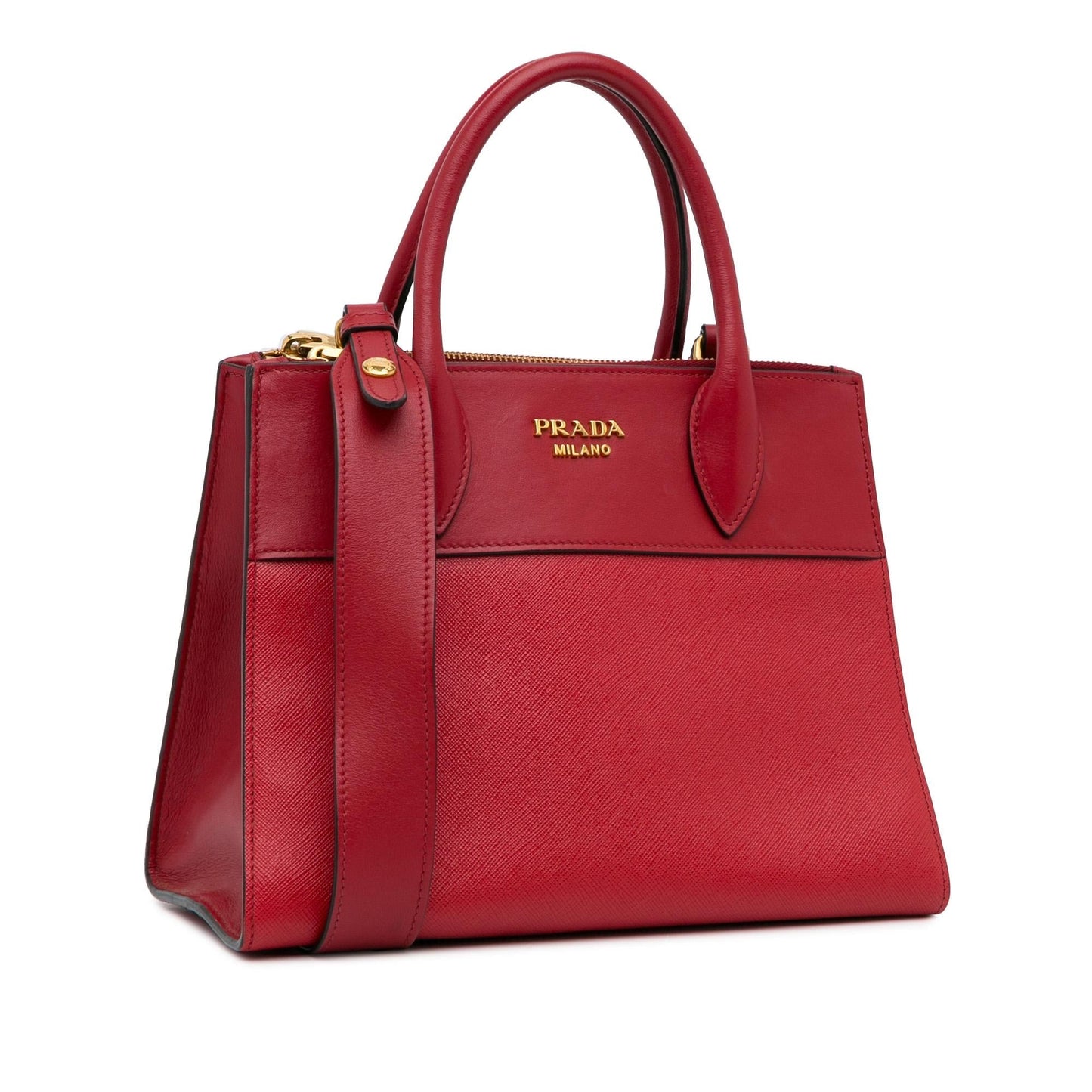 Prada City Calf Greca Saffiano Paradigme Satchel (SHG-g4US7N)
