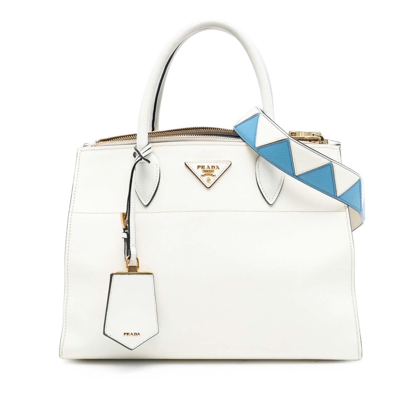 Prada City Calf Trimmed Saffiano Greche Paradigme Bag