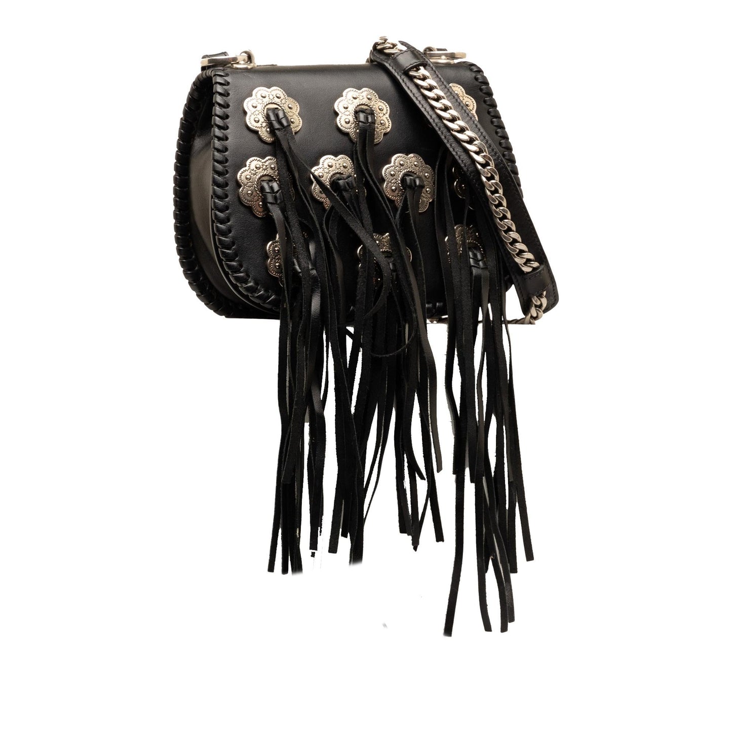 Prada City Calf Whipstitch Fringe Saddle Bag (SHG-uQWvTR)