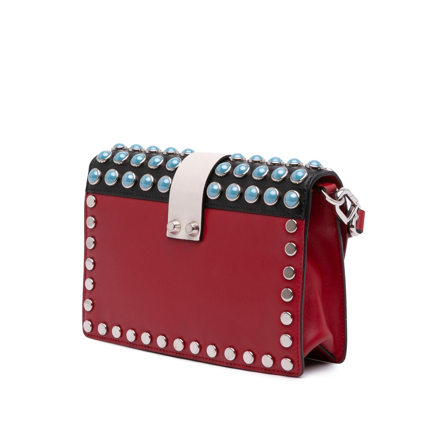 Prada City Calfskin Comic Print Studded Elektra Crossbody