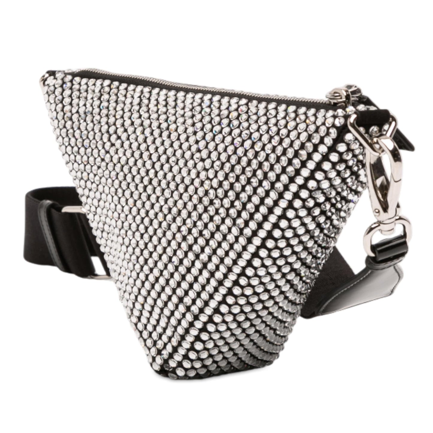 Prada Crystal Embellished Satin Triangle Pouch