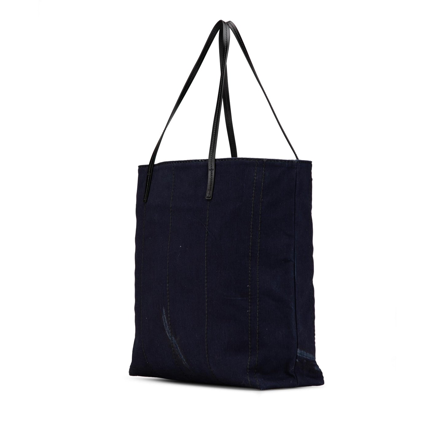 Prada Denim Mistolino Vitello Logo Tote