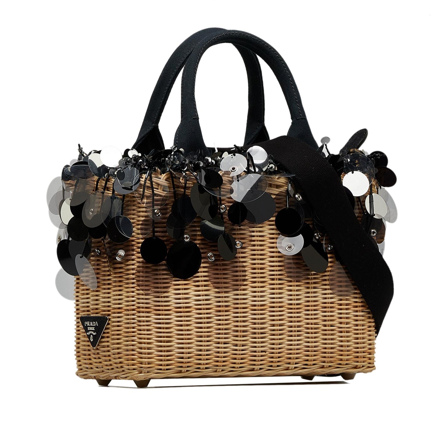 Prada Embellished Midollino Satchel (SHG-rJSN9h)