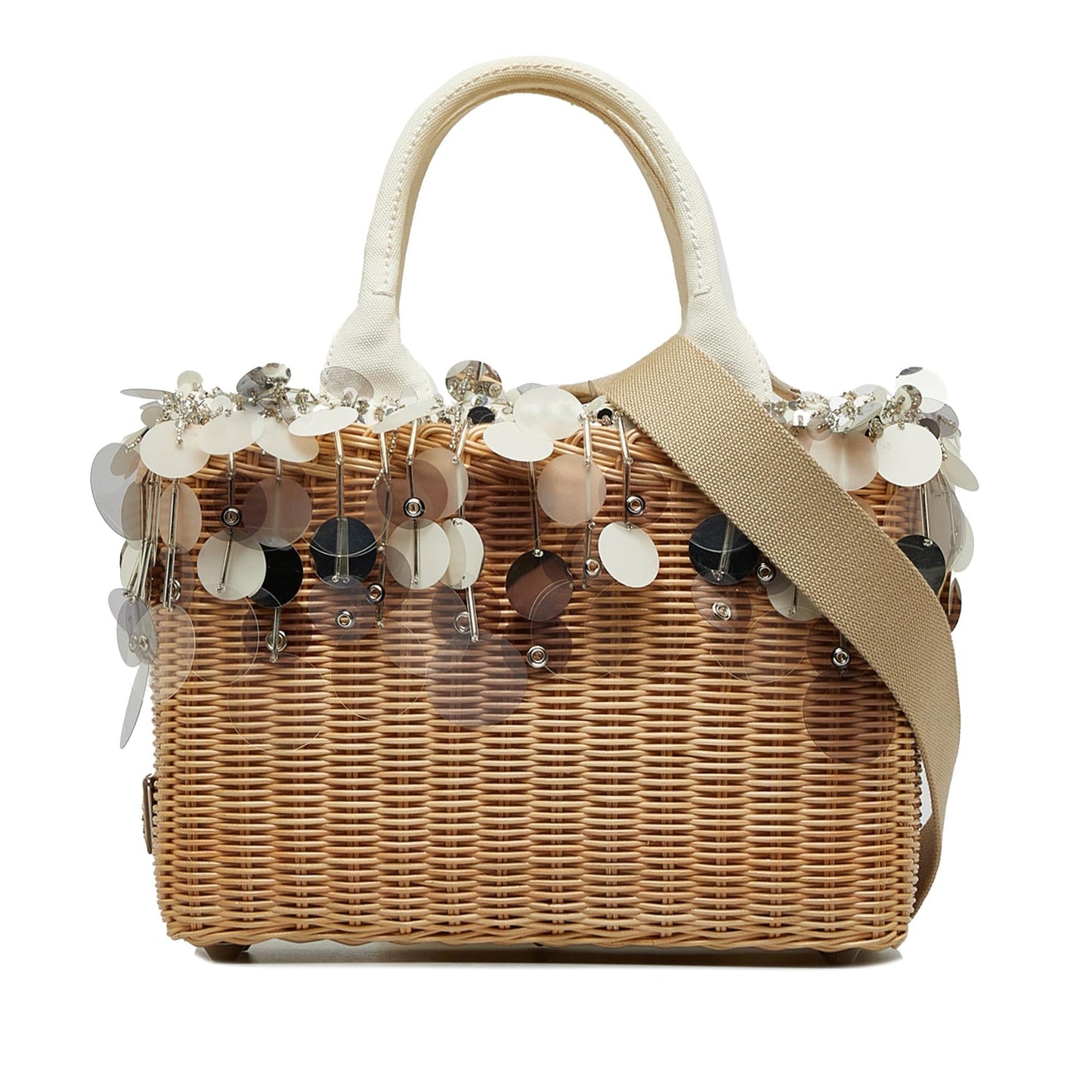Prada Embellished Midollino Satchel (SHG-95qac8)