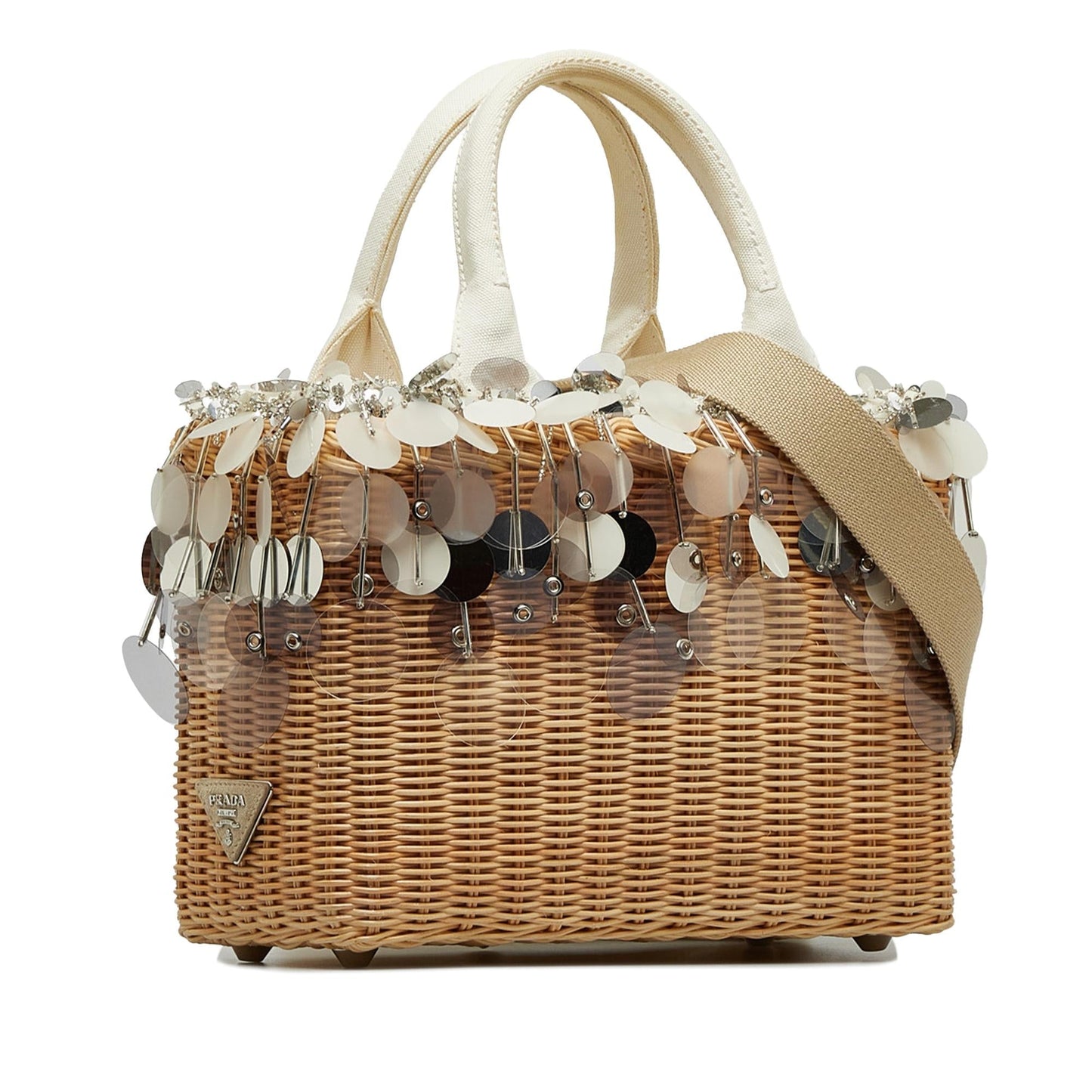 Prada Embellished Midollino Satchel (SHG-95qac8)