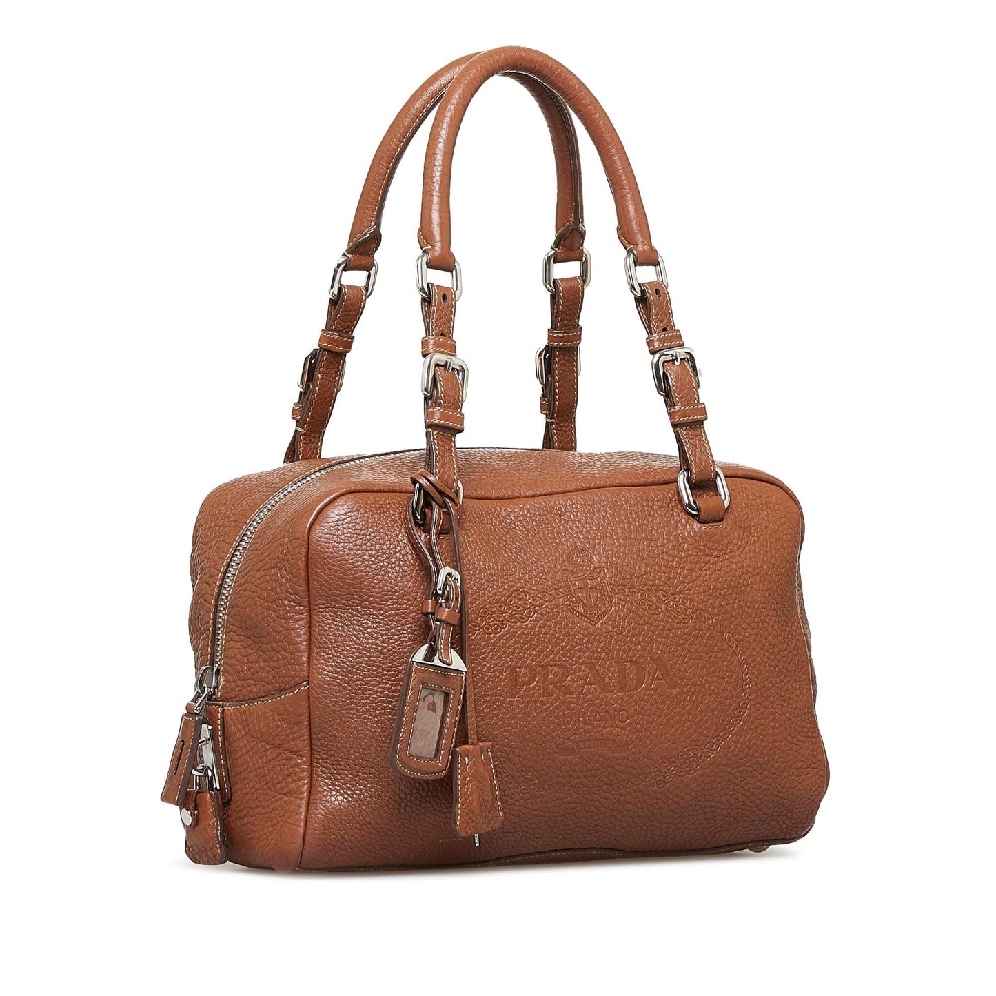 Prada Embossed Logo Bowler Bag (SHG-lc8nlr)