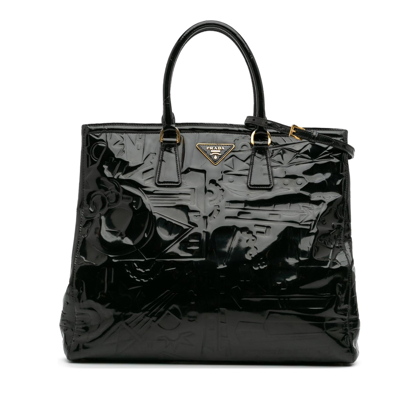 Prada Embossed Patent Satchel
