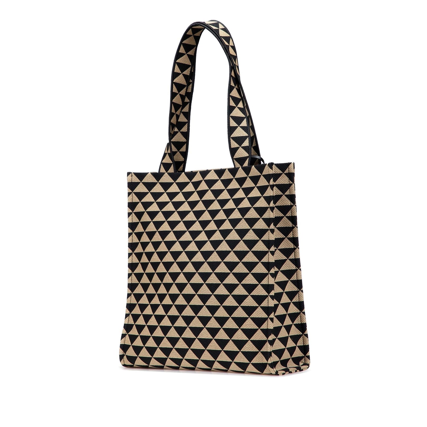 Prada Embroidered Canvas Triangolo Symbole Shopping Tote