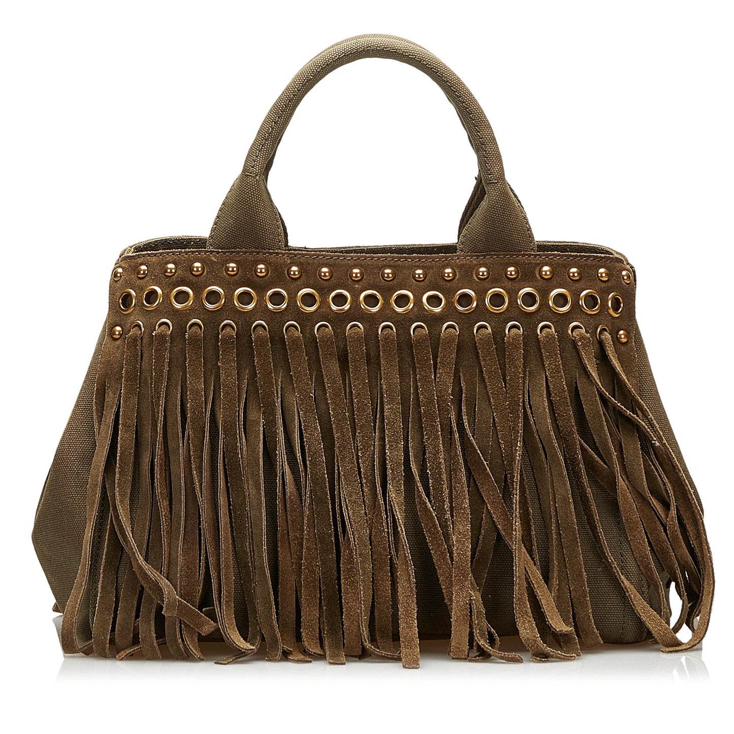 Prada Fringed Canapa Handbag (SHG-35713)