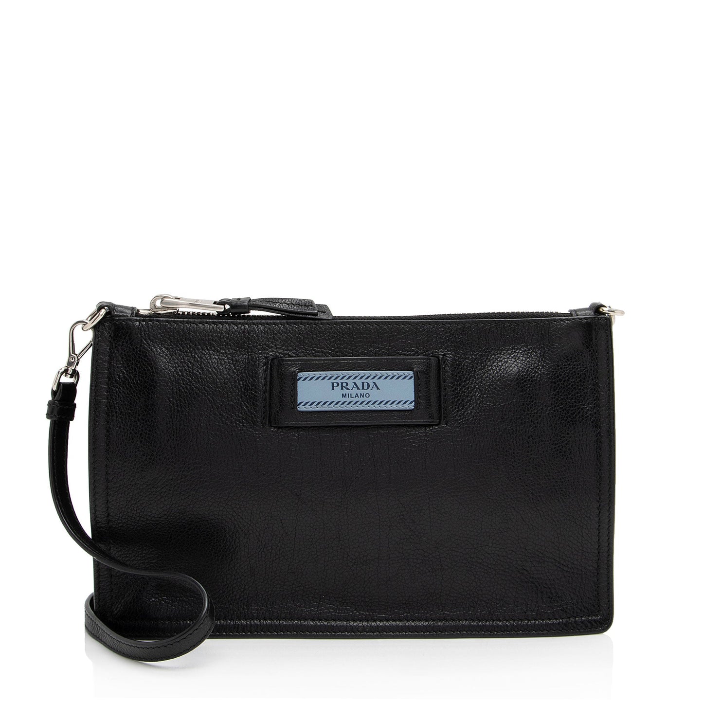 Prada Glace Calf Etiquette Pochette (SHF-xvwP3d)