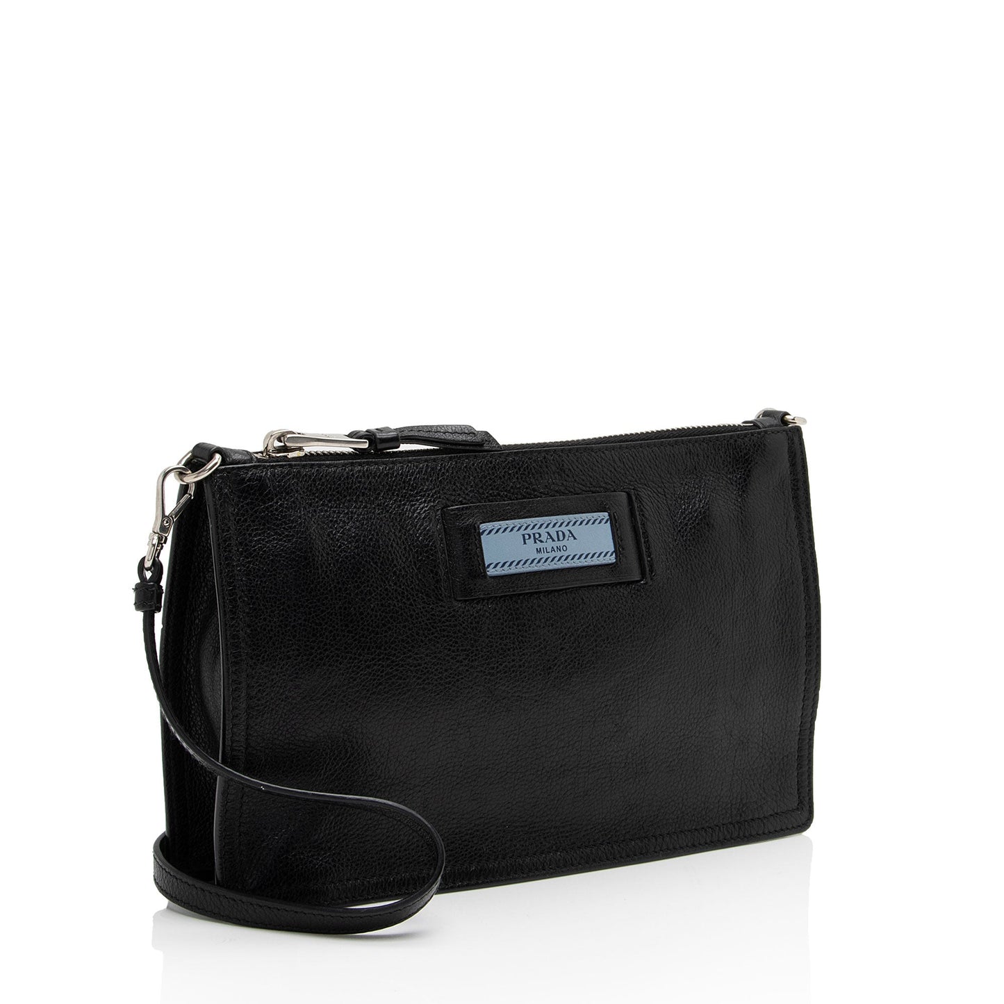 Prada Glace Calf Etiquette Pochette (SHF-xvwP3d)