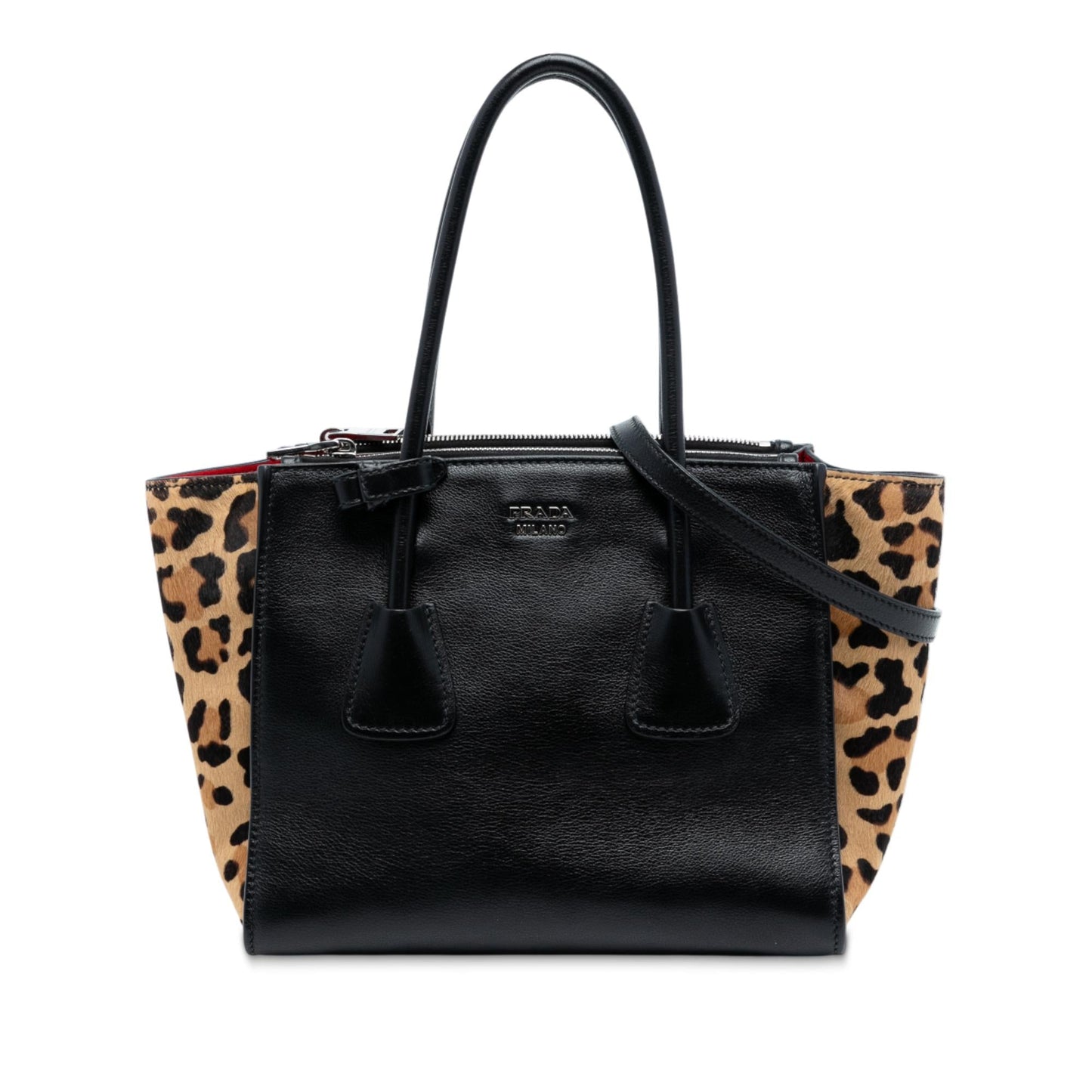 Prada Glace Calf Ponyhair Twin Pocket Satchel