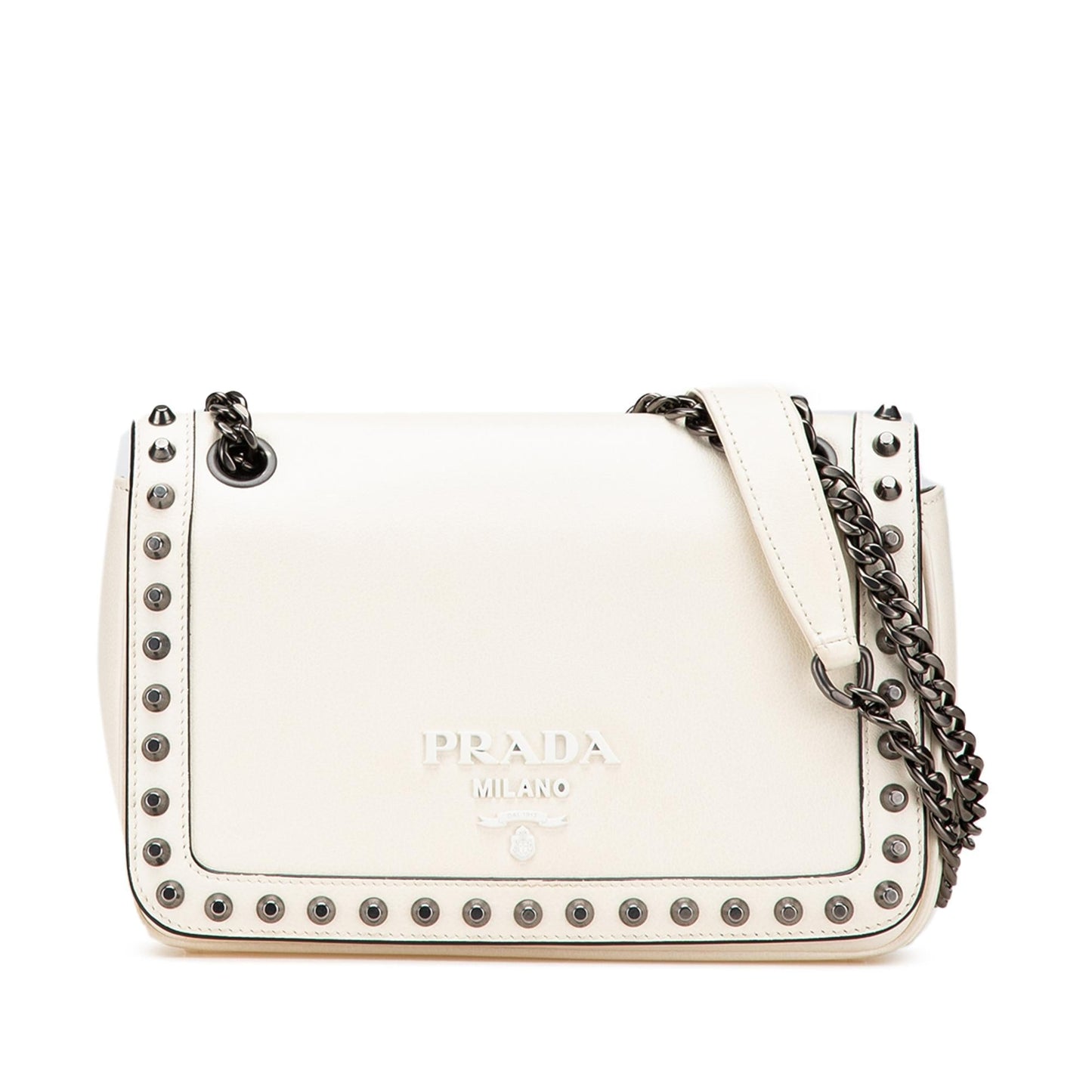 Prada Glace Calfskin Studded Crossbody
