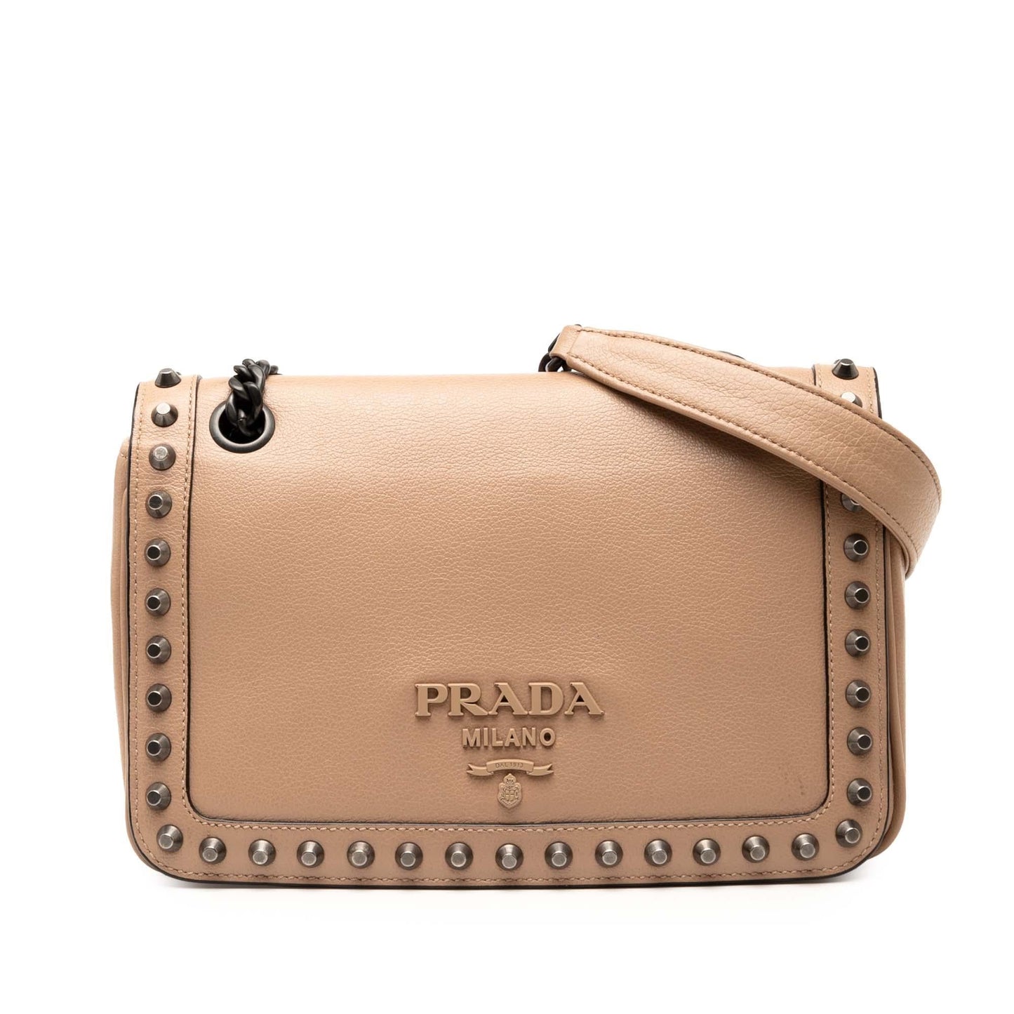 Prada Glace Calfskin Studded Crossbody