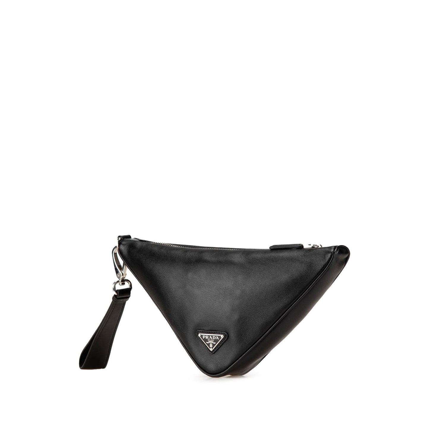 Prada Grace Lux Triangle Logo Embossed Triangle Wristlet Pouch