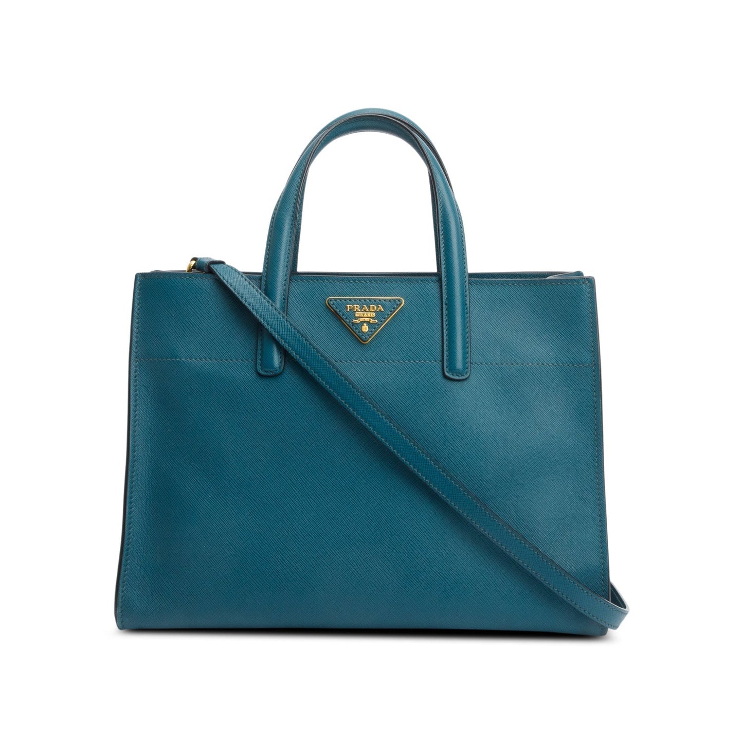 Prada Green Saffiano Soft Triple Pocket Convertible Tote