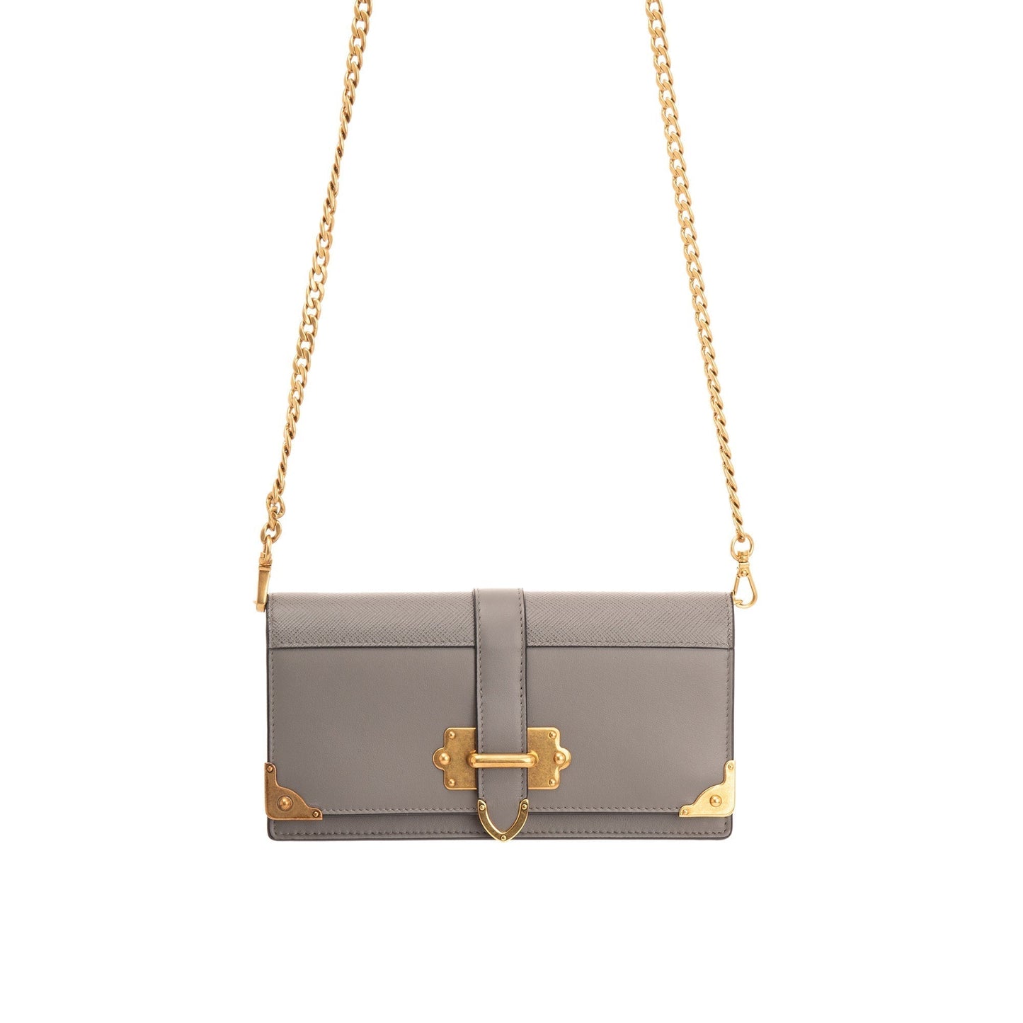 Prada Grey City Calf Cahier Wallet on Chain