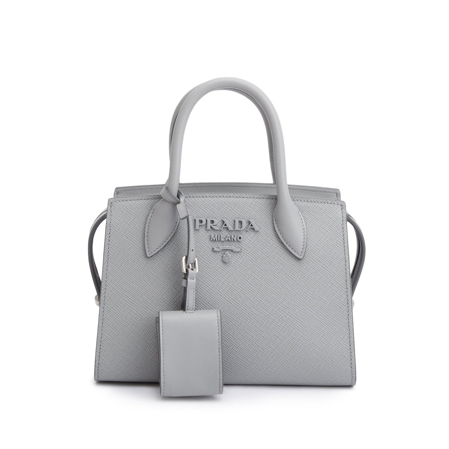 Prada Grey Saffiano Cuir Mini Monochrome Top Handle Tote