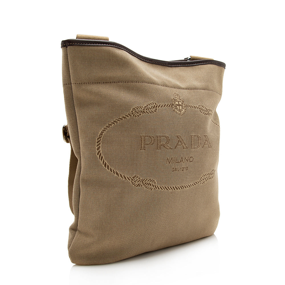 Prada Canvas Jacquard Logo Messenger Bag - Ewore Bags