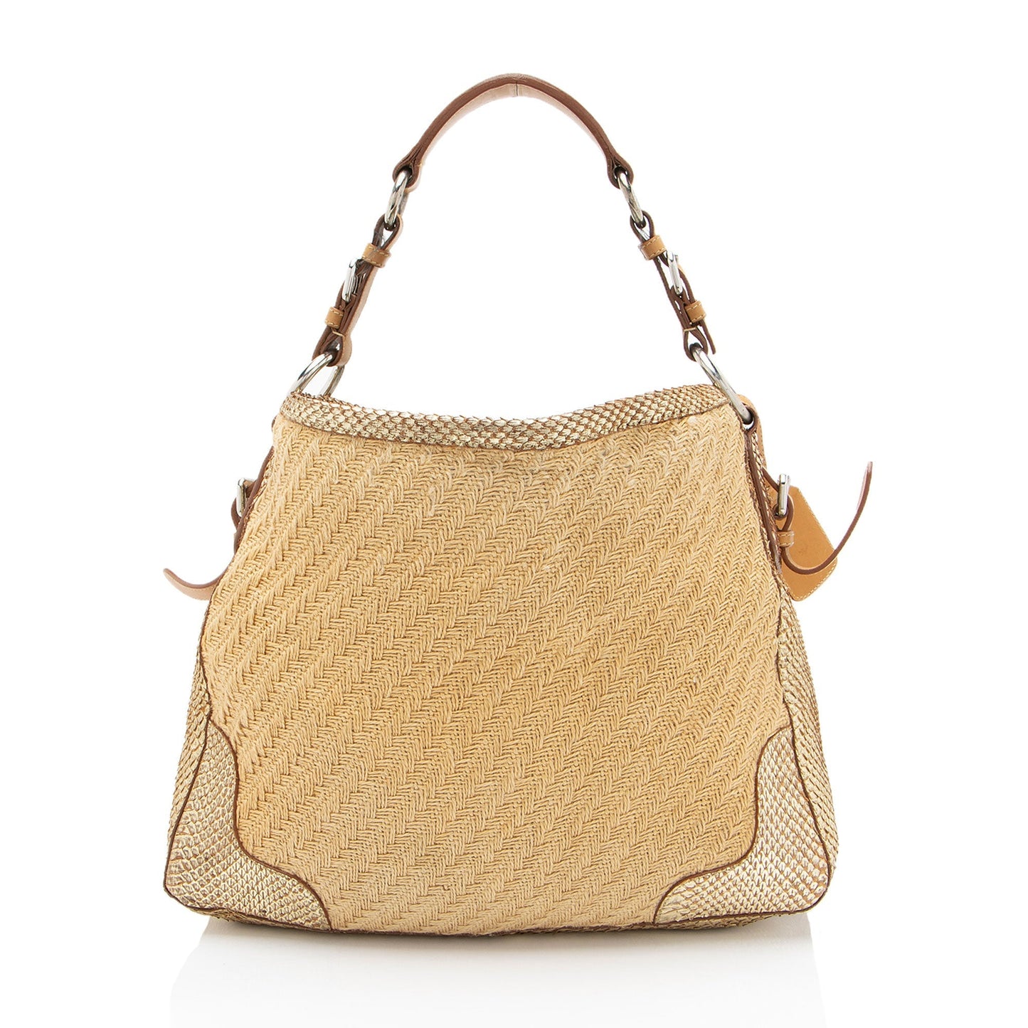 Prada Jute Metallic Python Hobo