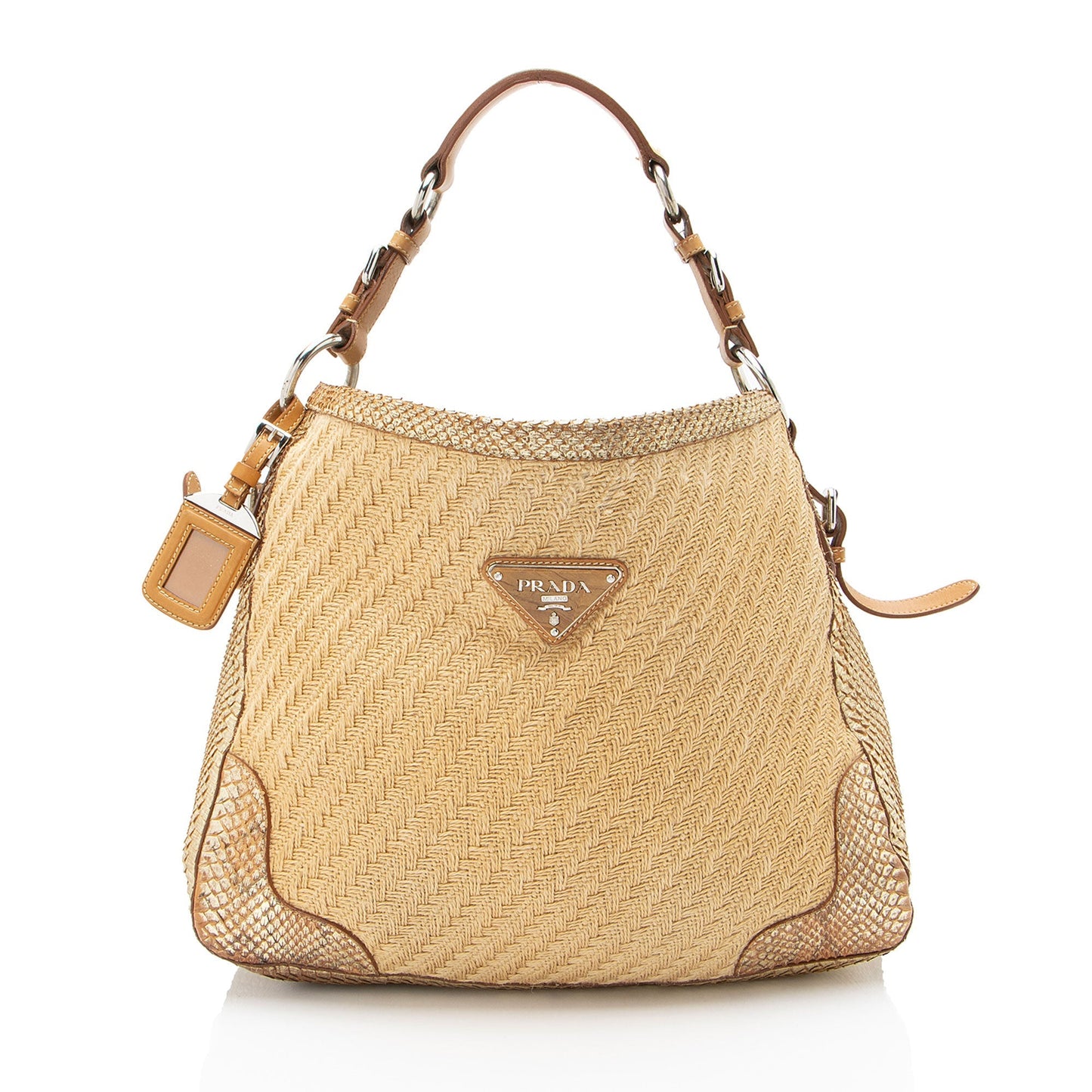Prada Jute Metallic Python Hobo