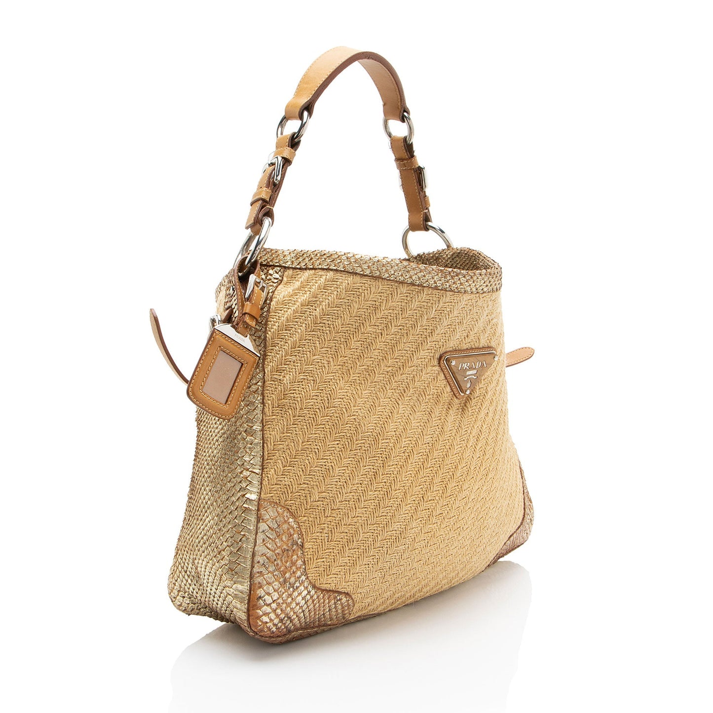 Prada Jute Metallic Python Hobo