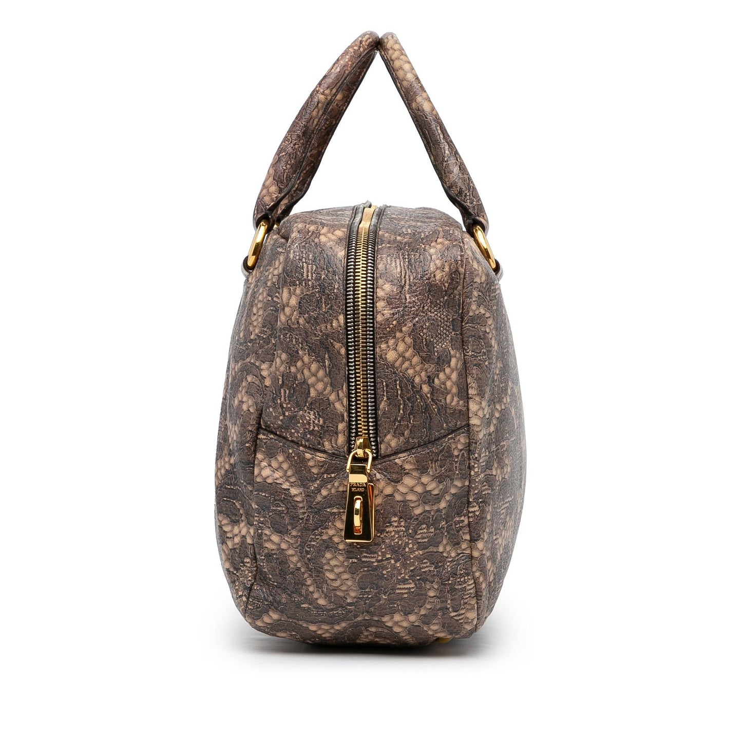 Prada Lace Print Bauletto Handbag (SHG-GwbtwK)