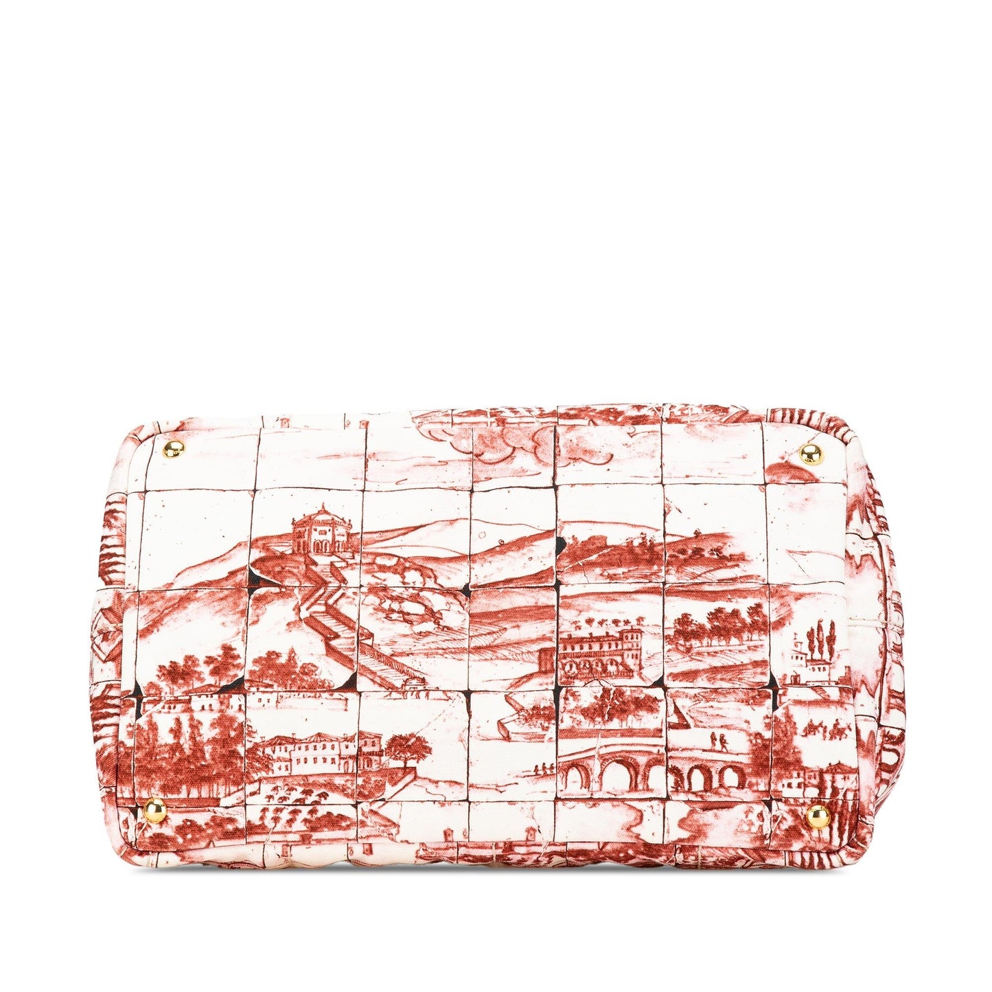 Prada Large Canvas Canapa Azulejos Satchel