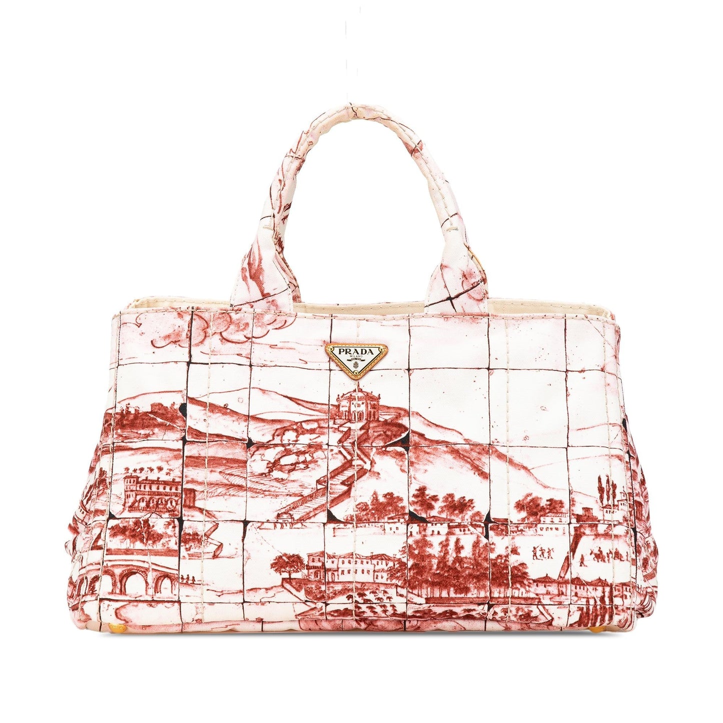 Prada Large Canvas Canapa Azulejos Satchel