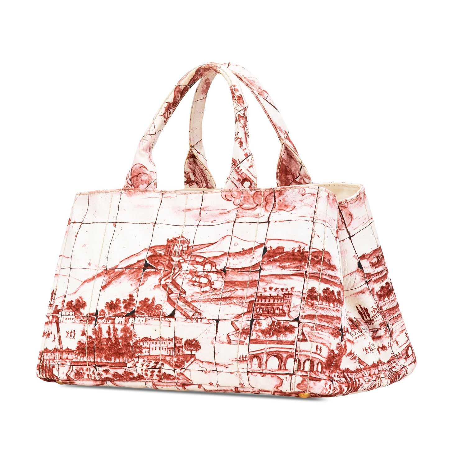 Prada Large Canvas Canapa Azulejos Satchel