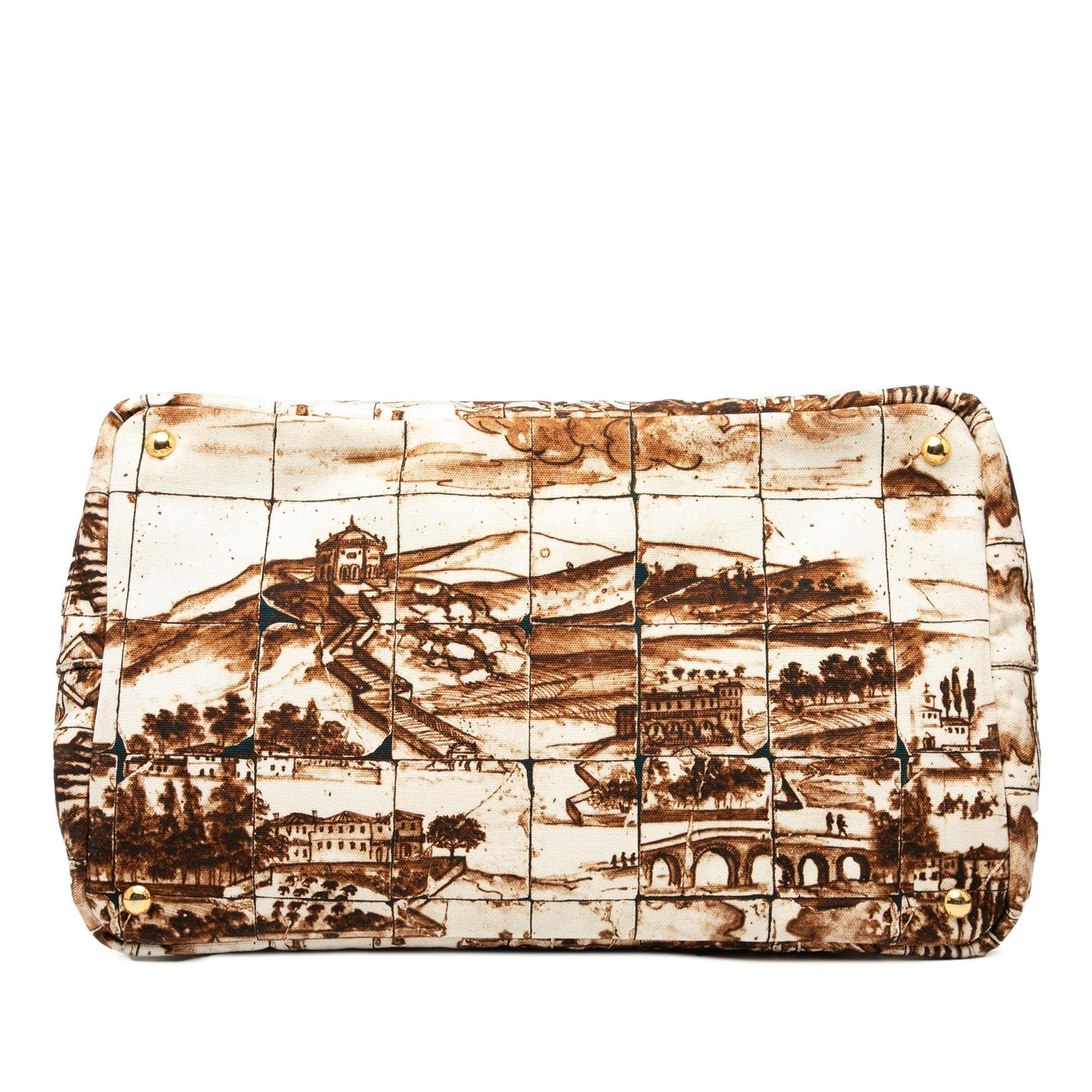 Prada Large Canvas Canapa Azulejos Satchel