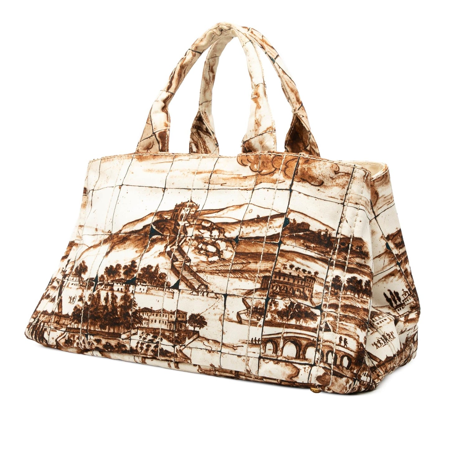 Prada Large Canvas Canapa Azulejos Satchel