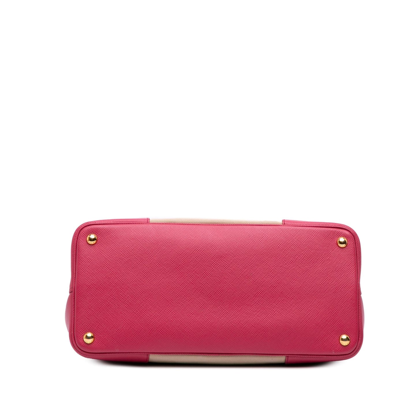 Prada Large Saffiano Trimmed Canapa Double Satchel