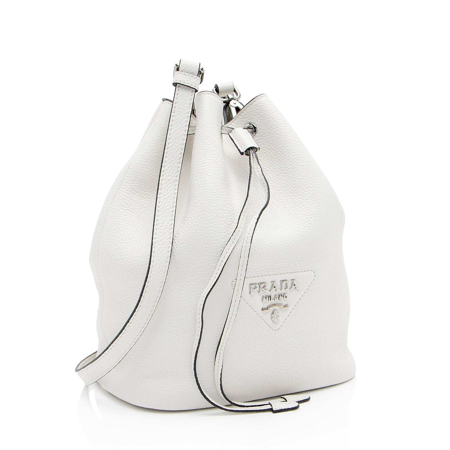 Prada Leather Drawstring Bucket Bag (SHF-N7cCZ1)