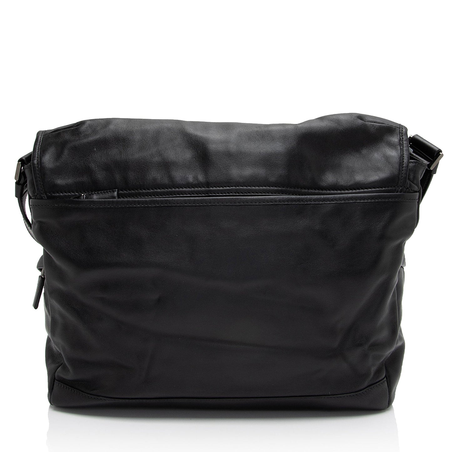 Prada Leather Double Buckle Flap Messenger Bag (SHF-S0azoS)