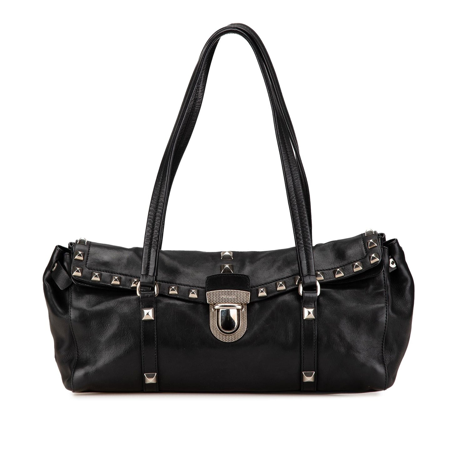 Prada Leather Studded Easy Shoulder Bag