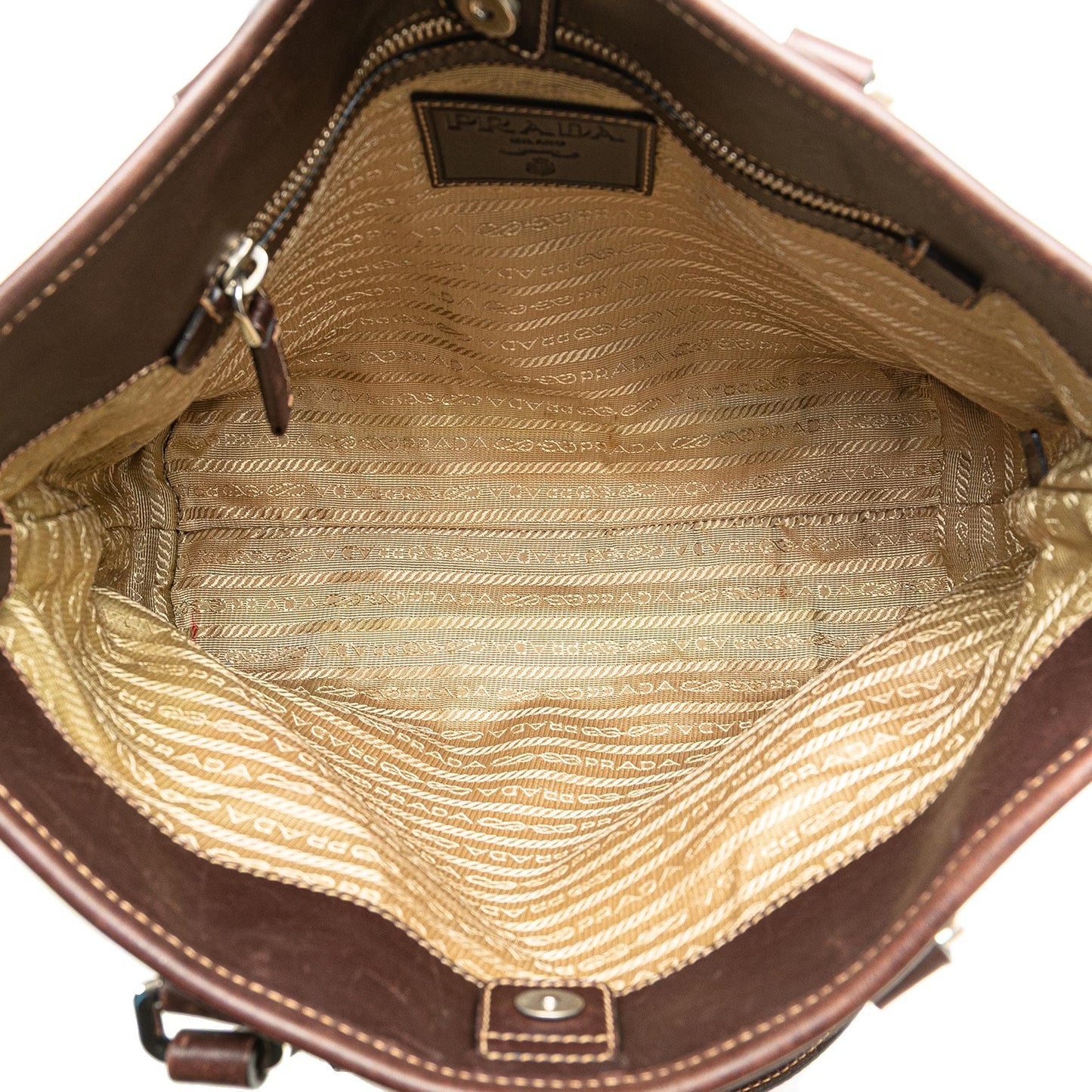 Prada Leather Trimmed Canvas Canapa Logo Satchel
