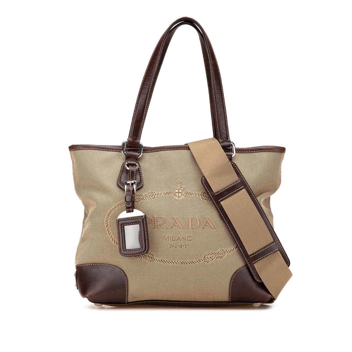 Prada Leather Trimmed Canvas Canapa Logo Satchel