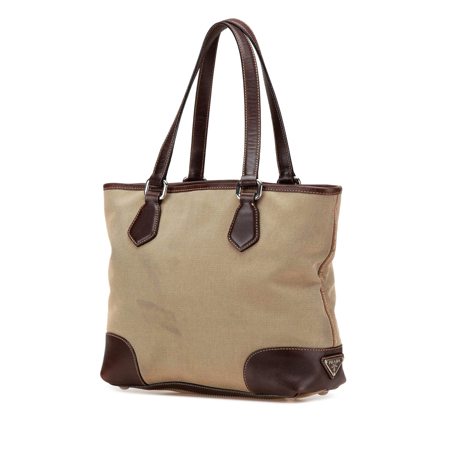Prada Leather Trimmed Canvas Canapa Logo Satchel