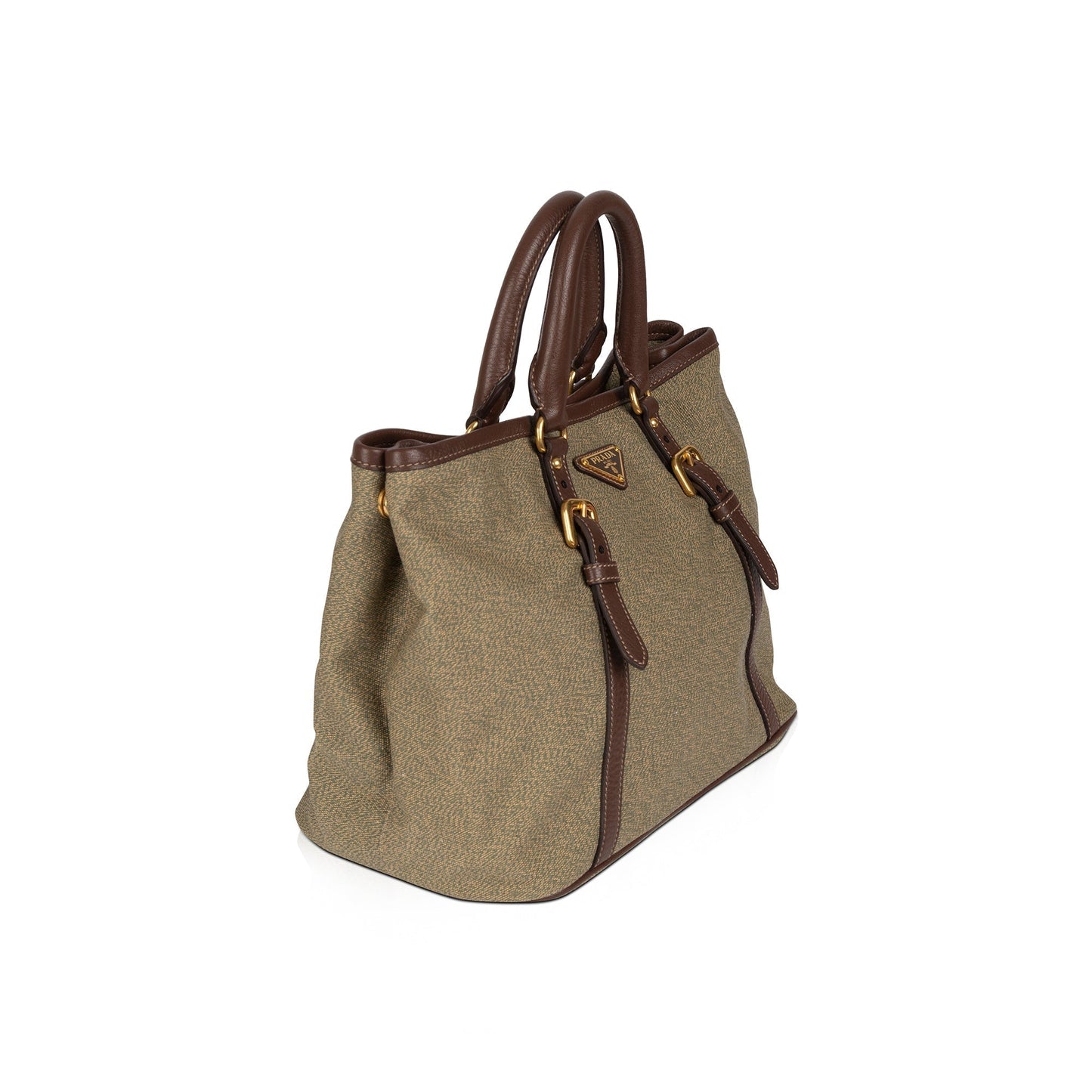 Prada Leather-Trimmed Canvas Tote